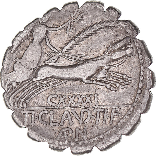 Mince, 
  
  Ti. Claudius Ti. F. Ap. n. Nero, 
  
  Denár Serratus