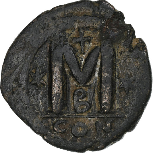 Justinian já, 
  
  Follis, 
  
  527-565